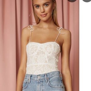 Superdown white lace bodysuit